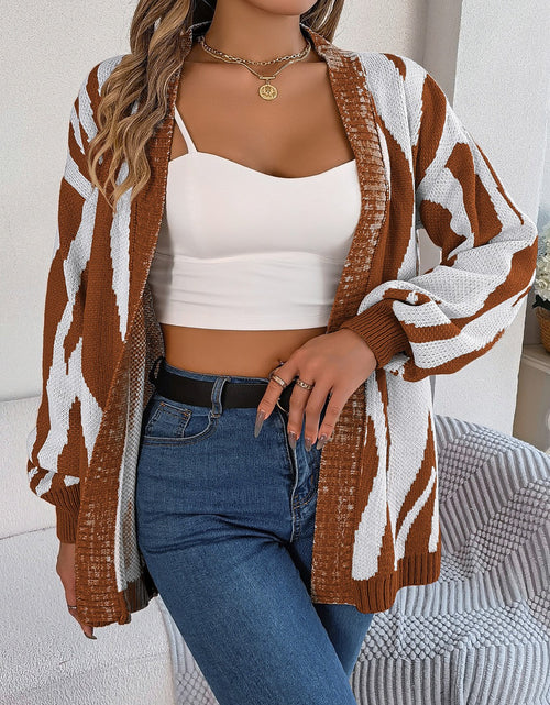 Load image into Gallery viewer, Open Front Animal Print Cardigan

