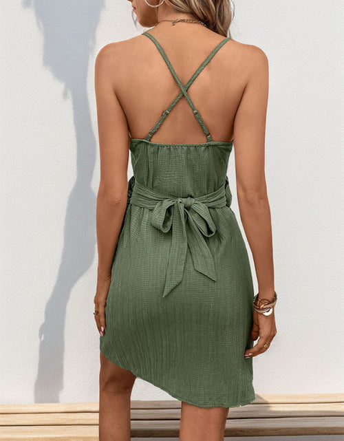 Load image into Gallery viewer, Perfee Crisscross Tied Surplice Mini Dress
