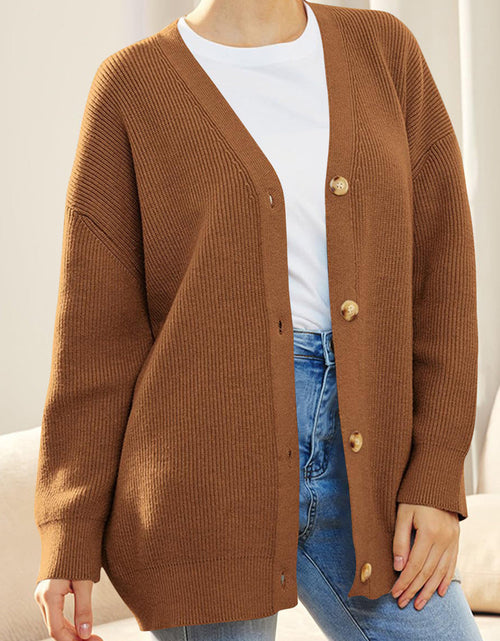 Load image into Gallery viewer, Button Down V-Neck Long Sleeve Cardigan
