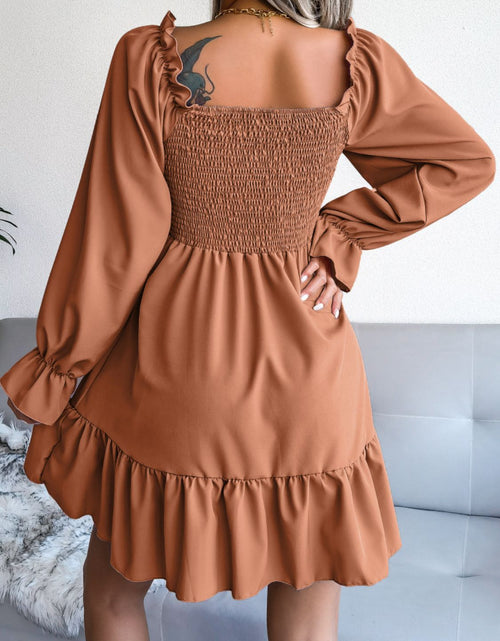 Load image into Gallery viewer, Smocked Flounce Sleeve Square Neck Dress

