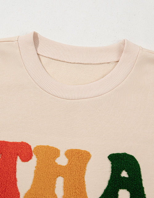 Load image into Gallery viewer, THANKS Round Neck Long Sleeve Sweatshirt
