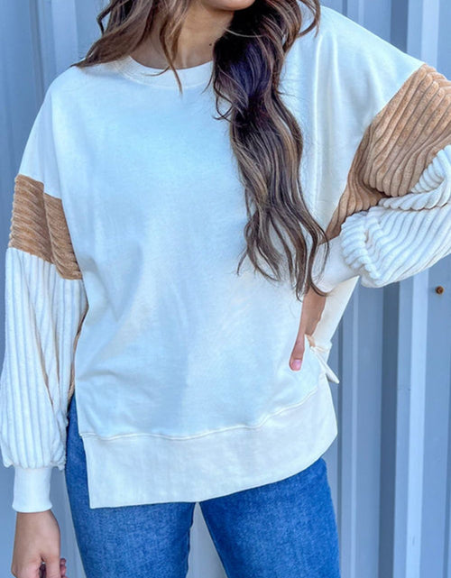 Load image into Gallery viewer, Slit Color Block Long Sleeve Sweatshirt
