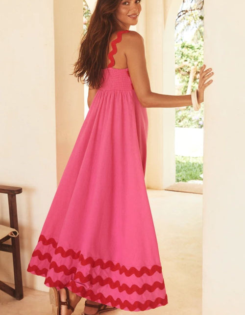 Load image into Gallery viewer, Contrast Trim Square Neck Wide Strap Dress
