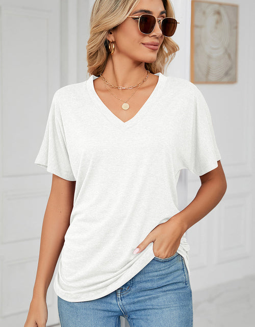Load image into Gallery viewer, Ruched V-Neck Short Sleeve T-Shirt
