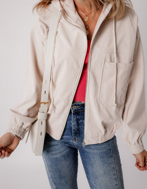 Load image into Gallery viewer, Pocketed Zip Up Long Sleeve Hooded Jacket
