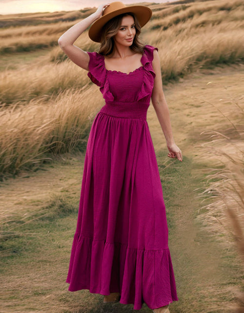 Load image into Gallery viewer, Ruffled Smocked Square Neck Maxi Dress
