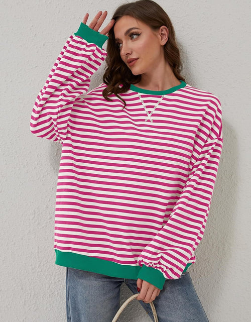 Load image into Gallery viewer, Lovelet Contrast Striped Long Sleeve Sweatshirt
