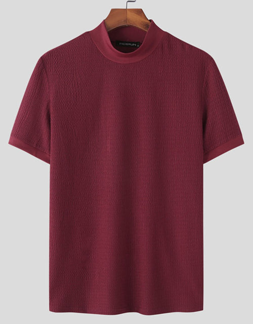 Load image into Gallery viewer, Men's Full Size Mock Neck Short Sleeve T-Shirt Plus Size

