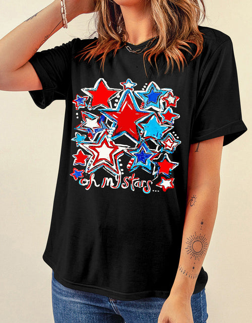 Load image into Gallery viewer, Graphic Round Neck Short Sleeve T-Shirt
