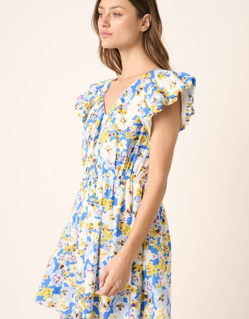 Load image into Gallery viewer, Mittoshop Floral V-Neck Cap Sleeve Mini Dress
