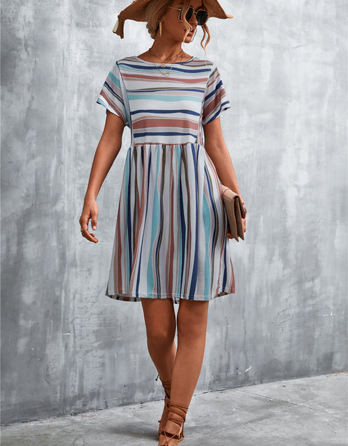 Load image into Gallery viewer, Striped Round Neck Dress
