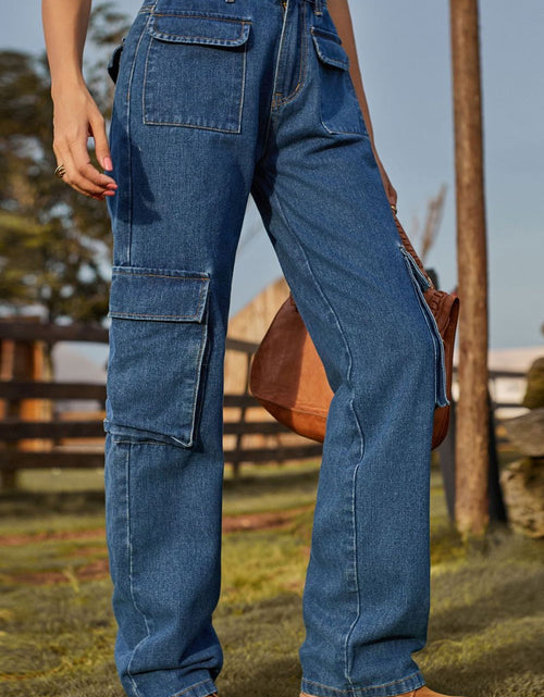 Load image into Gallery viewer, Loose Fit Long Jeans with Pockets
