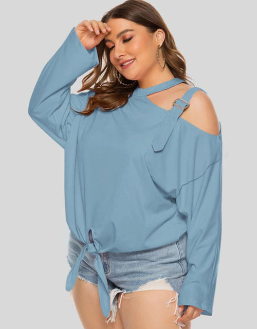 Load image into Gallery viewer, Plus Size Cold-Shoulder Tied Top
