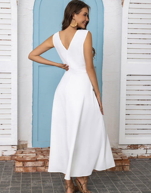 Load image into Gallery viewer, Full Size Slit V-Neck Sleeveless Midi Dress

