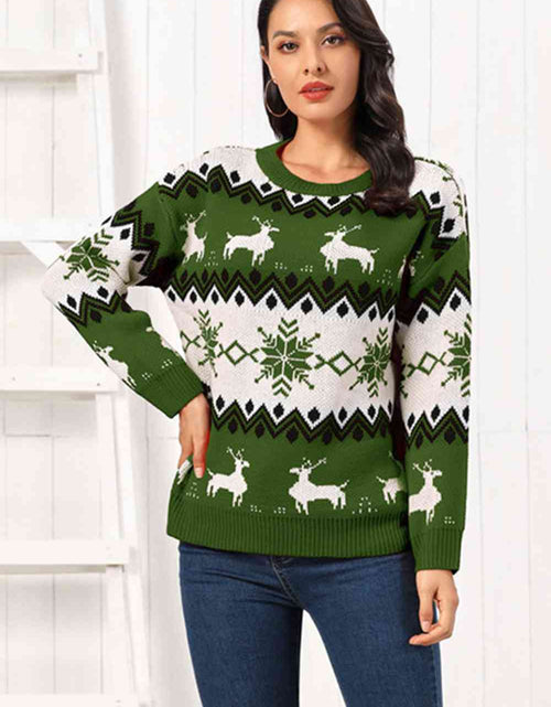 Load image into Gallery viewer, Reindeer Round Neck Sweater
