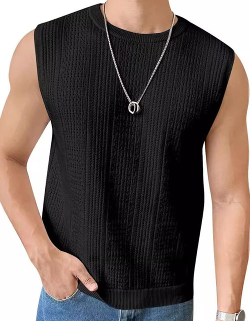 Load image into Gallery viewer, Men's Full Size Eyelet Round Neck Tank Plus Size
