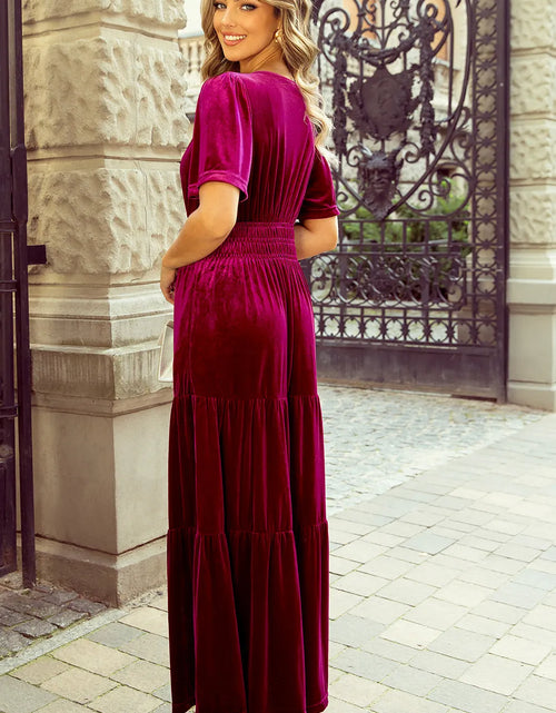 Load image into Gallery viewer, Tiered Notched Short Sleeve Dress with Pockets
