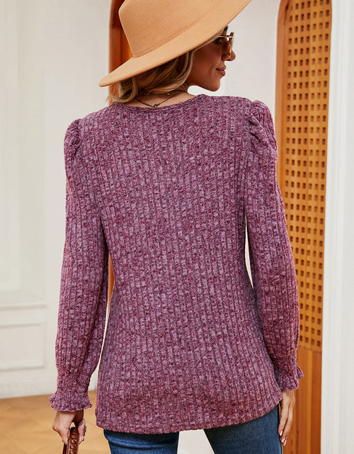 Load image into Gallery viewer, Square Neck Flounce Sleeve T-Shirt
