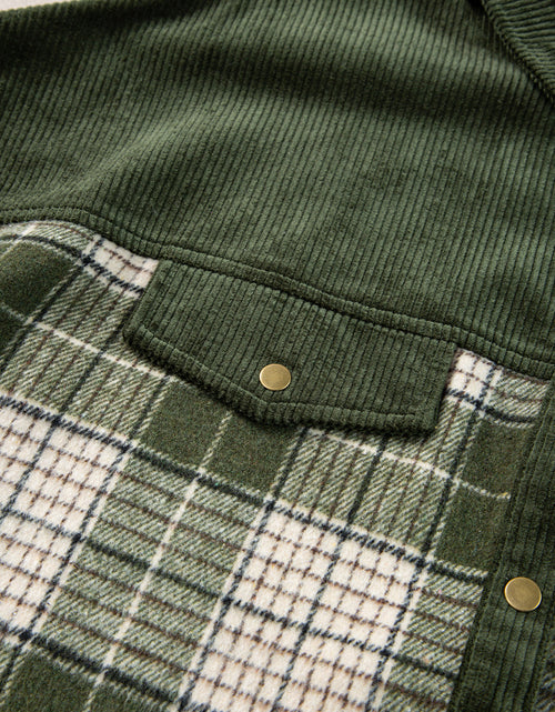 Load image into Gallery viewer, Snap Down Collared Neck Plaid Shacket
