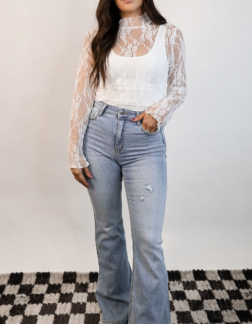 Load image into Gallery viewer, Lace Mock Neck Long Sleeve Top
