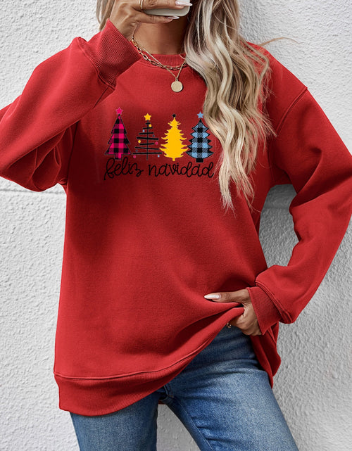 Load image into Gallery viewer, Round Neck Graphic Long Sleeve Sweatshirt
