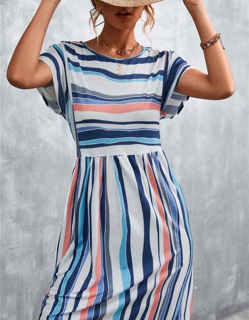 Load image into Gallery viewer, Striped Round Neck Dress
