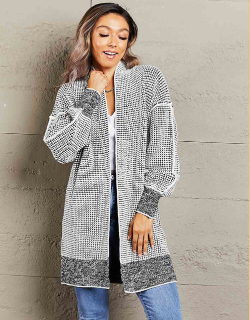 Load image into Gallery viewer, Woven Right Heathered Open Front Longline Cardigan
