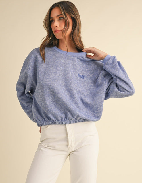Load image into Gallery viewer, Mable Round Neck Letter Embroidery Crop Sweatshirt
