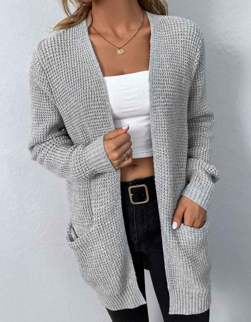 Load image into Gallery viewer, Rib-Knit Open Front Pocketed Cardigan
