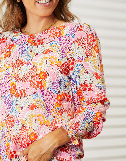 Load image into Gallery viewer, Double Take Floral Print Long Puff Sleeve Blouse

