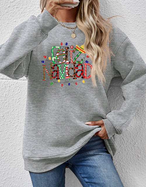 Load image into Gallery viewer, FELIZ NAVIDAD Round Neck Drop Shoulder Sweatshirt
