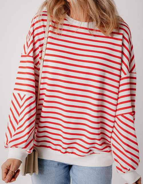 Load image into Gallery viewer, Striped Dropped Shoulder Long Sleeve Sweatshirt
