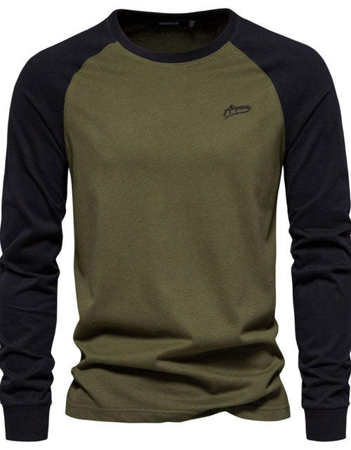 Load image into Gallery viewer, Men's Contrast Round Neck Raglan Sleeve T-Shirt
