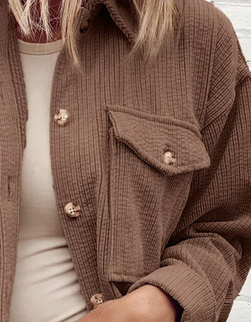 Load image into Gallery viewer, Pocketed Button Up Dropped Shoulder Shacket
