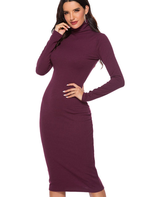 Load image into Gallery viewer, Ribbed Turtleneck Long Sleeve Dress
