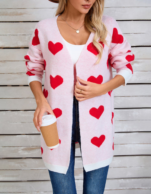 Load image into Gallery viewer, Angel Wings Heart Open Front Long Sleeve Cardigan
