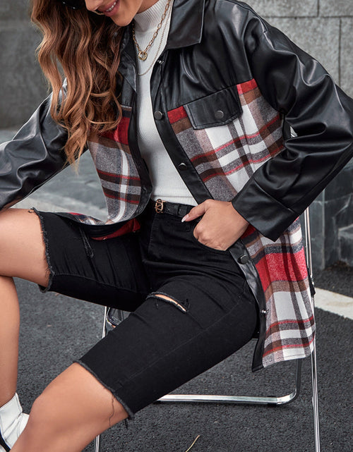 Load image into Gallery viewer, Ivy Lane Plaid Button Up Dropped Shoulder Jacket
