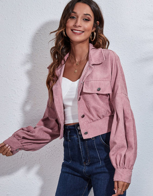 Load image into Gallery viewer, Button Down Collared Neck Cropped Jacket
