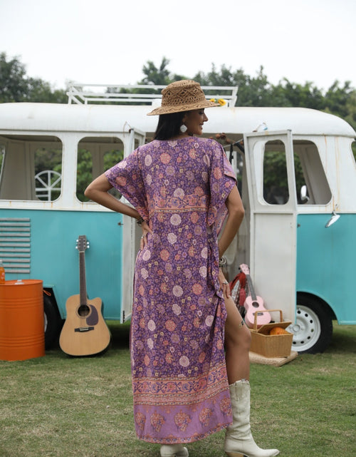 Load image into Gallery viewer, Printed Tie Neck Short Sleeve Dress
