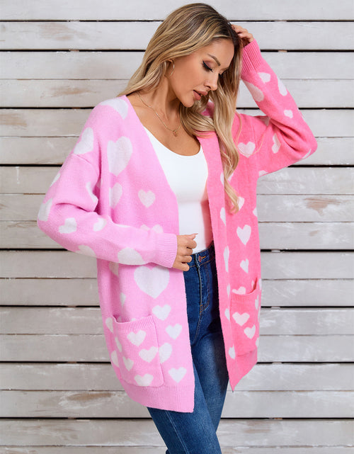 Load image into Gallery viewer, Angel Wings Heart Open Front Long Sleeve Cardigan
