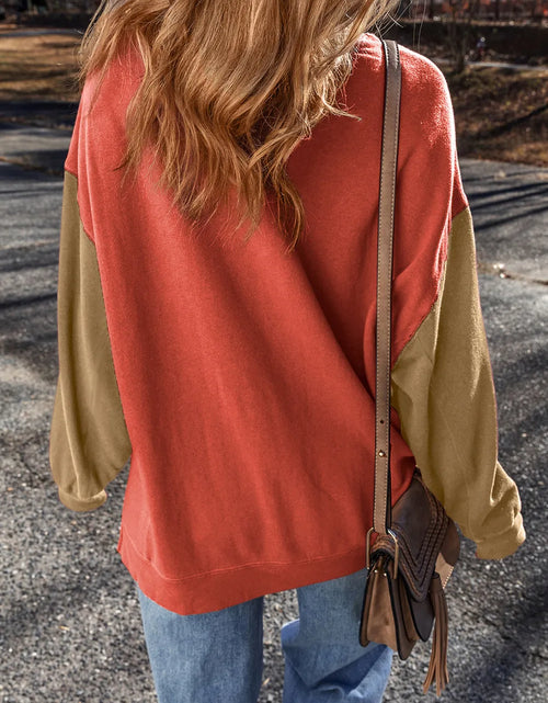 Load image into Gallery viewer, Contrast Round Neck Long Sleeve Sweatshirt
