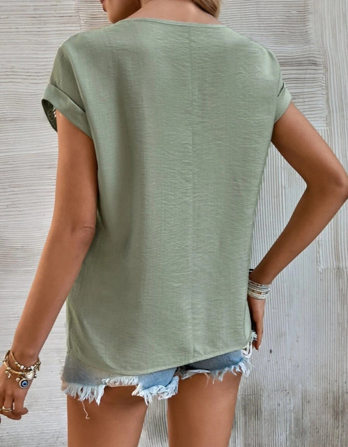 Load image into Gallery viewer, Cutout Round Neck Short Sleeve Top
