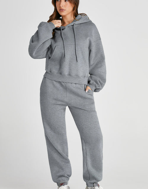 Load image into Gallery viewer, Dropped Shoulder Hooded Top and Pants Active Set
