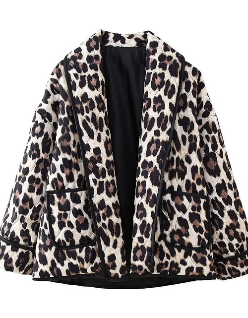Load image into Gallery viewer, Leopard Open Front Long Sleeve Outerwear
