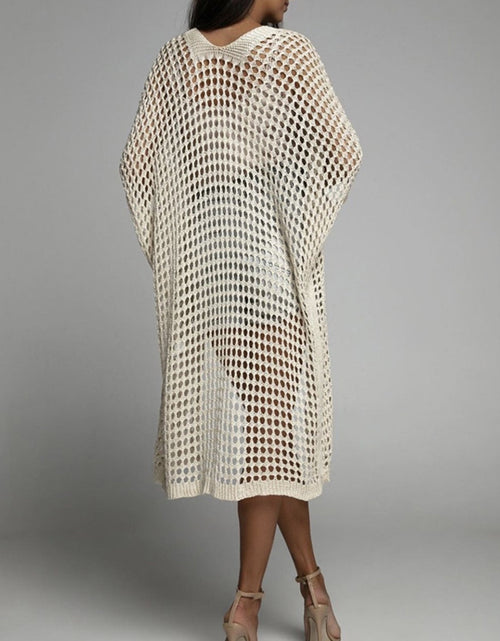 Load image into Gallery viewer, Openwork Open Front Three-Quarter Sleeve Cover Up

