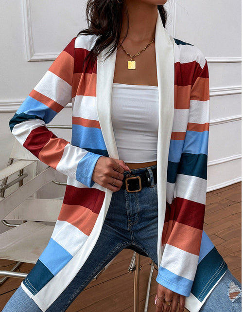 Load image into Gallery viewer, Shiny Color Block Open Front Cardigan
