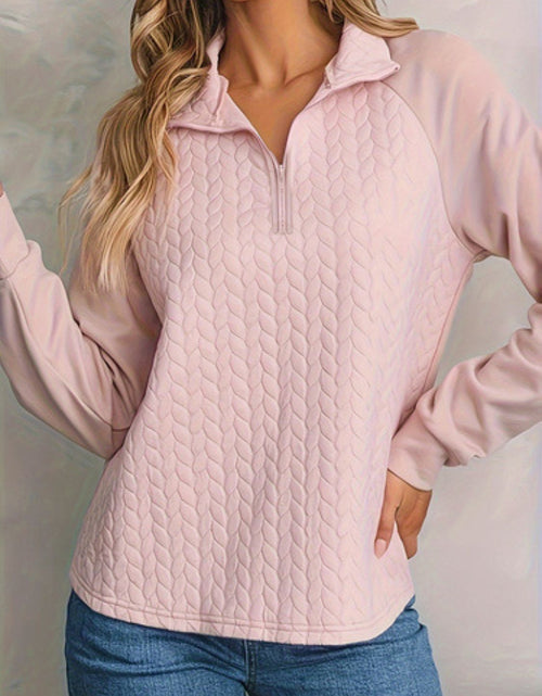 Load image into Gallery viewer, Texture Quarter Zip Long Sleeve Sweatshirt
