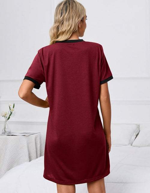 Load image into Gallery viewer, Contrast Trim Round Neck Mini Dress
