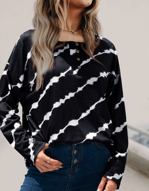 Load image into Gallery viewer, Striped Round Neck Long Sleeve T-Shirt
