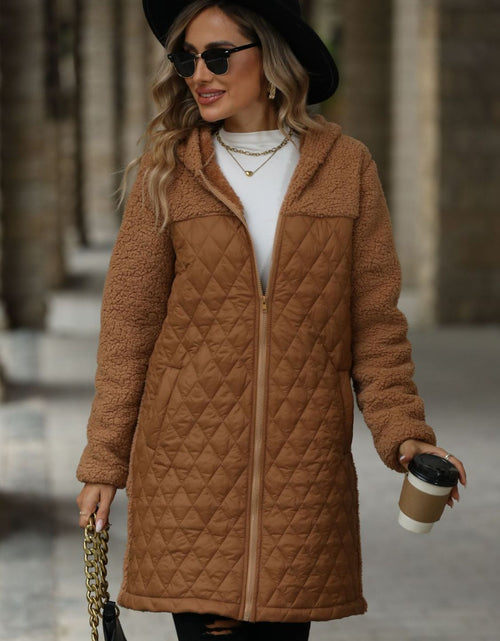 Load image into Gallery viewer, Texture Zip Up Long Sleeve Hooded Coat

